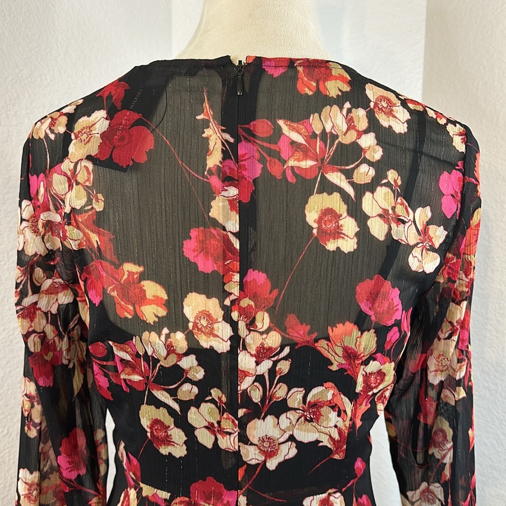 Tommy Hilfiger Paper Poppy Printed Chiffon A-Line Dress Size 2 & 4 NWT - Picture 11 of 13